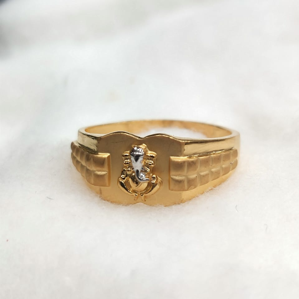 22KT Gold Ganesh Design Gents Ring