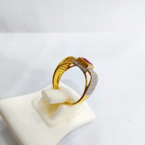 22KT Gold Pink Stone Ring For Men
