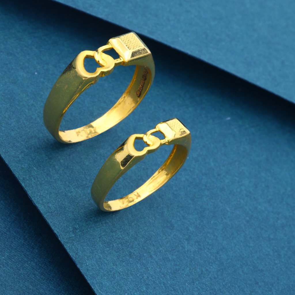22K916 gold lock with heart couple ring - Image 2