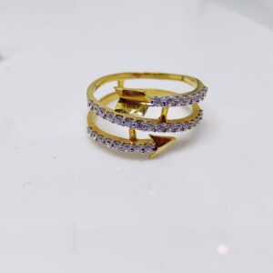 22K Gold Tripolo Line Diamond Ladies Ring