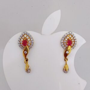 916 Gold Hanging Red Colour Diamond Tops