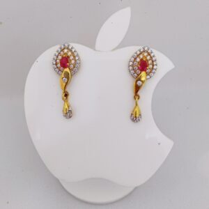 916 Gold Hanging Red Colour Diamond Tops