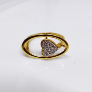 22k gold heart shape ladies fancy CZ ring