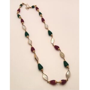18k gold anique colorful stone mala