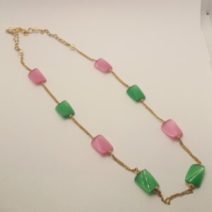 916 gold fancy colorful stone mala