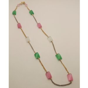 22k gold colorful stone mala