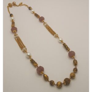 22k gold antique beads with stone mala