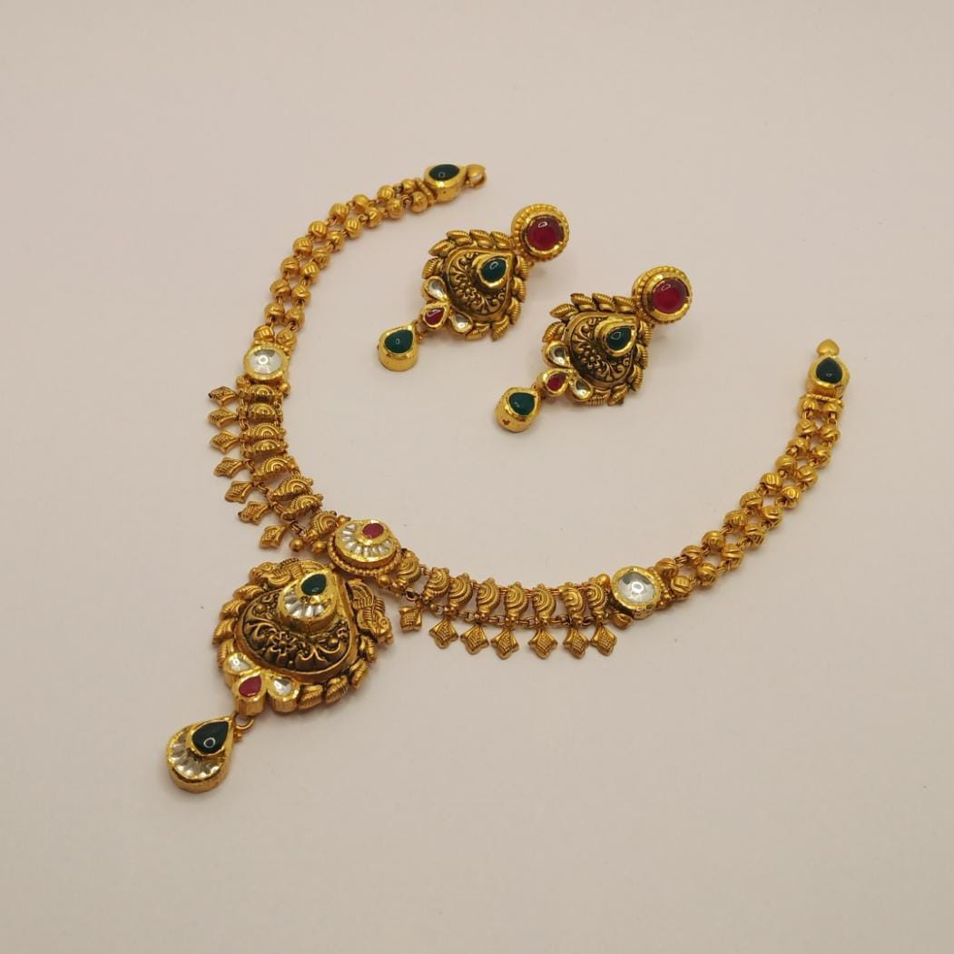 916 Gold Jadtar Necklace Set