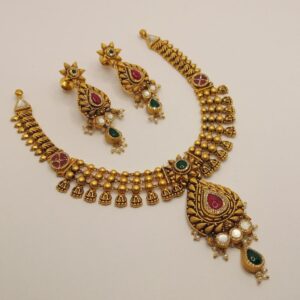 916 Gold Jadtar Kundan Necklace Set