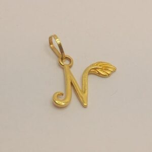 22k gold Name letter "N" pendant