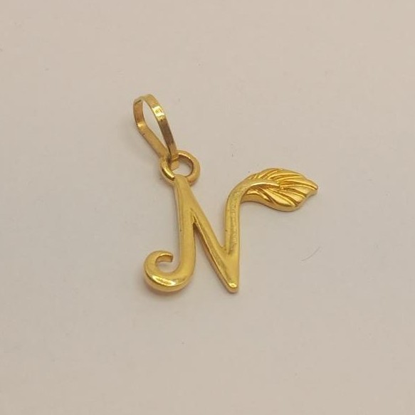 22k gold Name letter "N" pendant