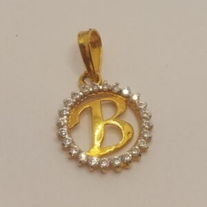 22k gold diamond name "B" pendant