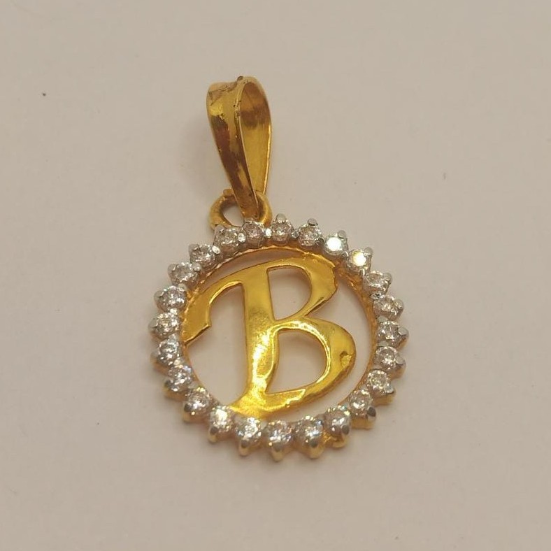 22k gold diamond name "B" pendant