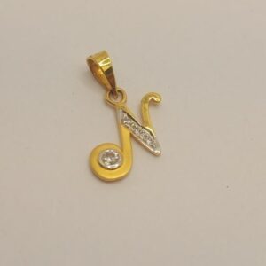 22k gold Name letter "N" pendant