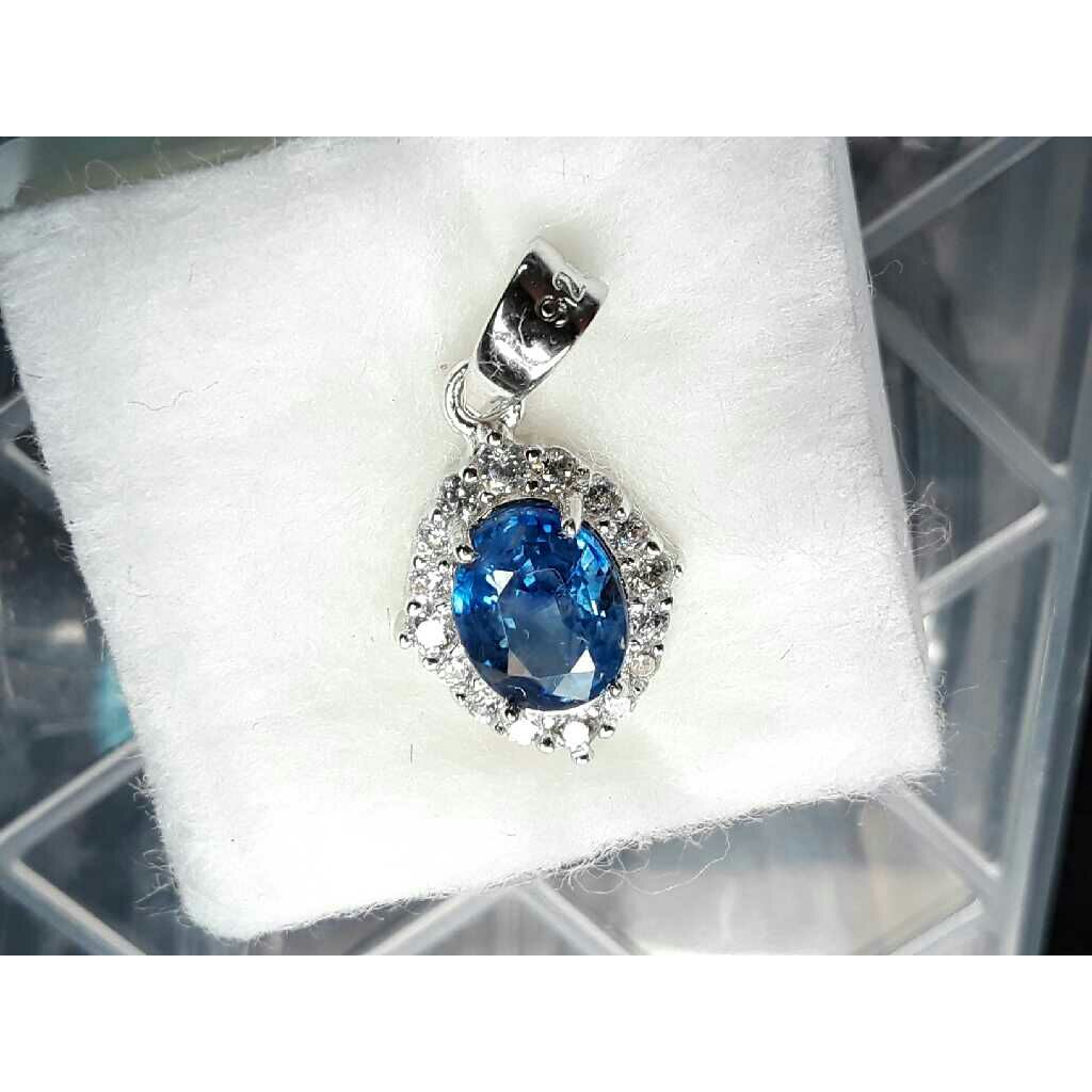 Brand New 925 Sterling Silver & Natural Unheated/untreated 1.28ct Blue Sapphire  (VVS2)