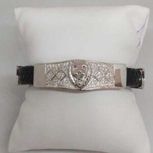 92.5 STERLING SILVER LEATHER GENTS BRACELET