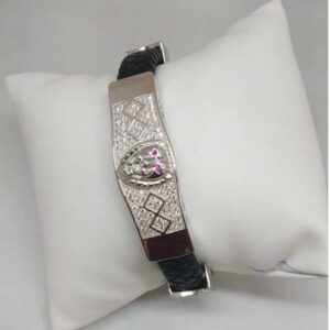 92.5 STERLING SILVER LEATHER GENTS BRACELET