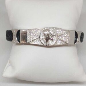92.5 STERLING SILVER LEATHER GENTS BRACELET