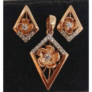 REAL DIAMOND ROSE GOLD DESIGNED PENDANT SET