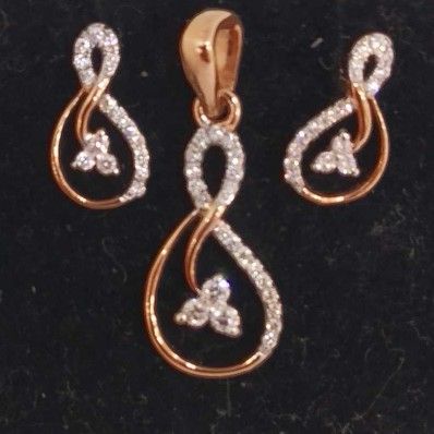 Real diamond rose gold designed pendant set