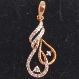 Real diamond rose gold designed pendant set