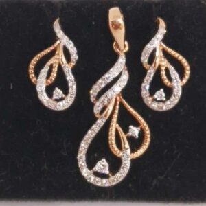Real diamond rose gold designed pendant set