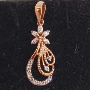 Real diamond rose gold flower designed pendant set