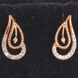 Real diamond rose gold flower designed pendant set