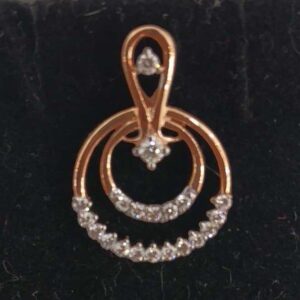 Real diamond rose gold round designed pendant set