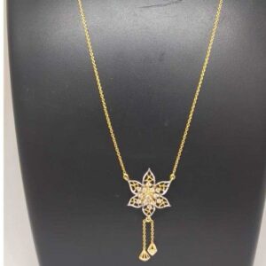 REAL DIAMOND FLOWER DESIGNER CHAIN PENDANT SET