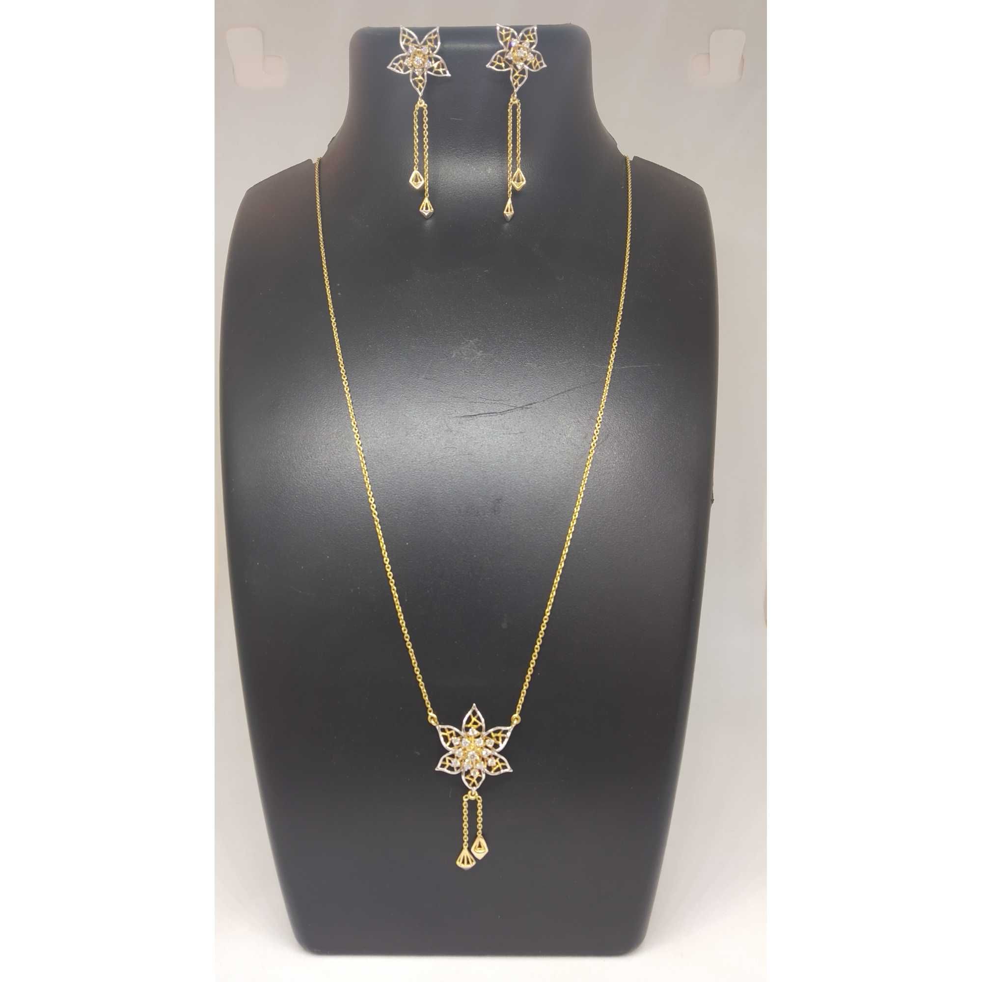 REAL DIAMOND FLOWER DESIGNER CHAIN PENDANT SET