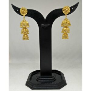 22 KT GOLD  3 STEP JUMMAR EARRING