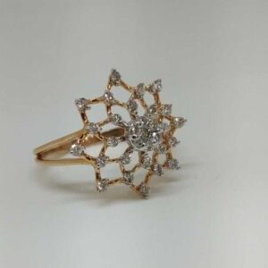 Real diamond rose gold Flower ladies ring
