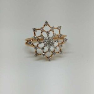 Real diamond rose gold Flower ladies ring