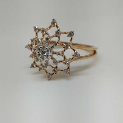 Real diamond rose gold Flower ladies ring