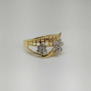 Real diamond rose gold flower ladies ring