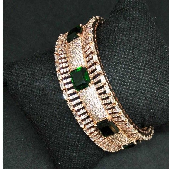 Rose polished green diamond 1 gram ladies bracelet