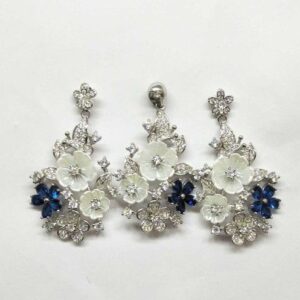925 Sterling Silver Flower Designed Pendant Set