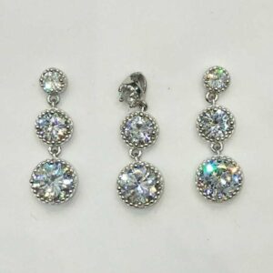 925 Sterling Silver  Rose Pendant Set