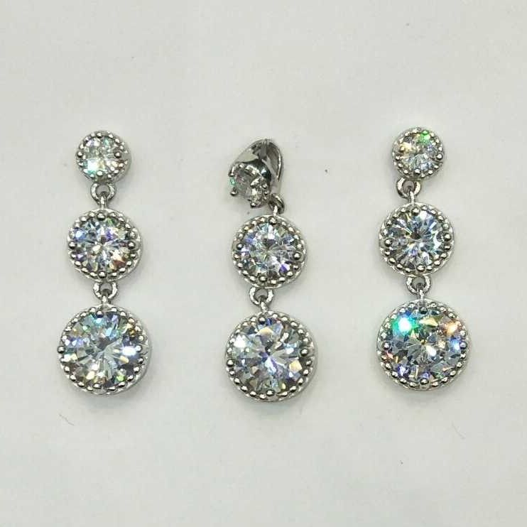 925 Sterling Silver  Rose Pendant Set