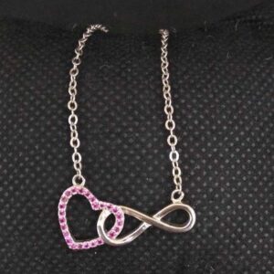 925 Sterling Silver RED HEART Designed Pendant Chain