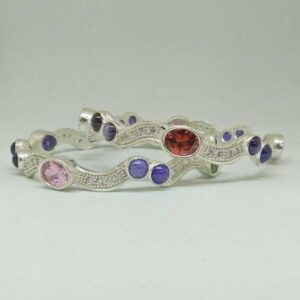 925 Sterling Silver Colour Stone Designed Bangle