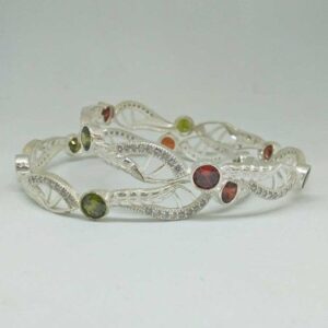 925 Sterling Silver Colour Stone  Designed Bangl