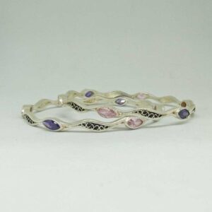 925 sterling silver stone design bangle