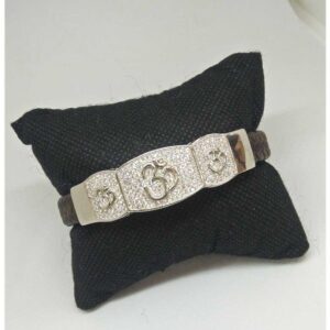 925 sterling silver designer om leather bracelet