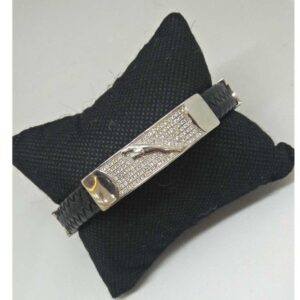 925 Sterling Silver DESIGNER JAGUAR LATHER BRACELET
