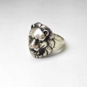 925 Sterling Silver Oxides Lion Gents Ring