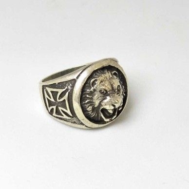 925 Sterling Silver Oxides Lion Gents Ring