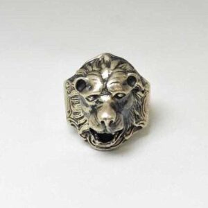 925 Sterling Silver Oxides Lion Designed Gents Ring