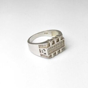 925 Sterling Silver AD Diamond. Gents Ring